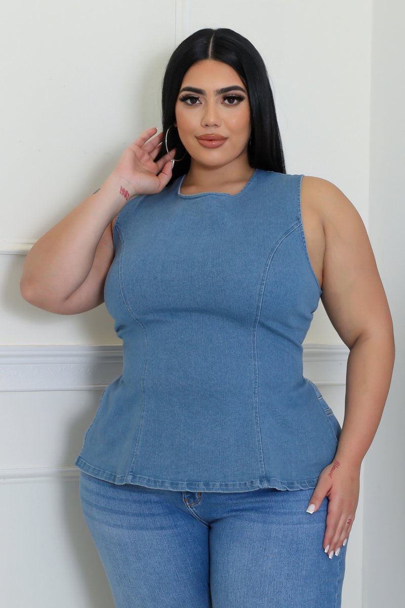 Indigo Sculpt Top