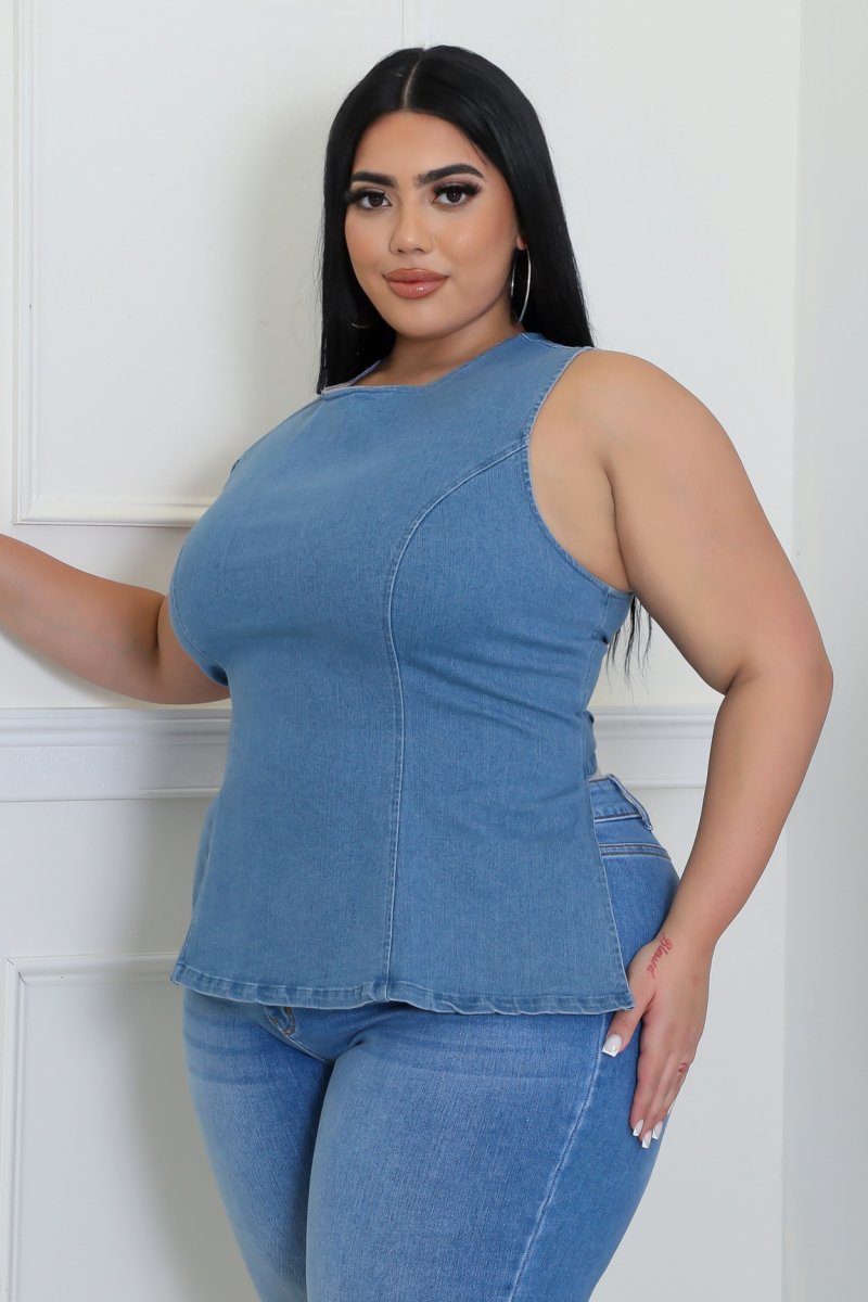 Indigo Sculpt Top