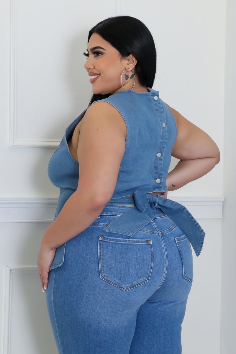 Indigo Sculpt Top